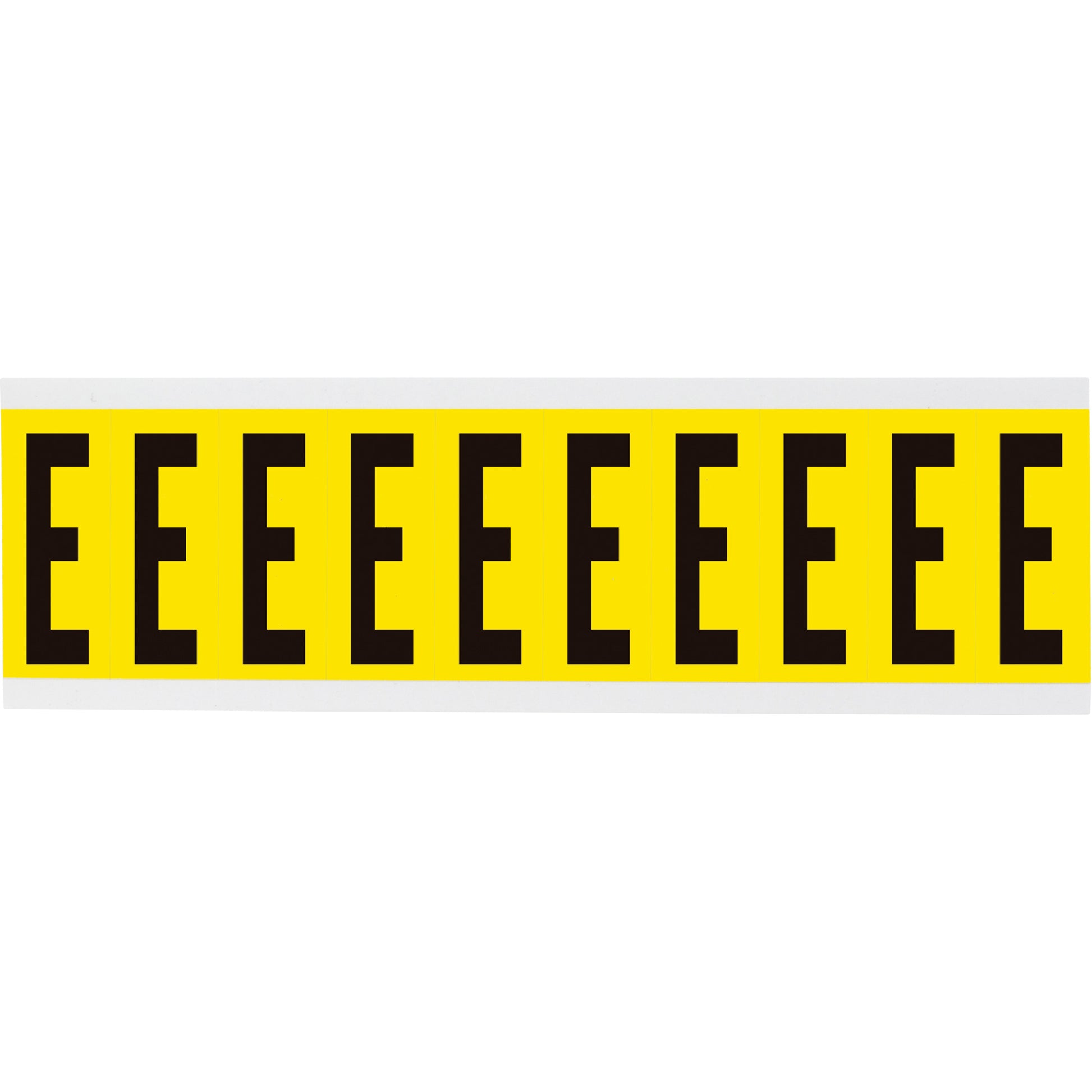 Brady Repositionable Individual Number and Letter Labels, E, 2" H, Black on Yellow