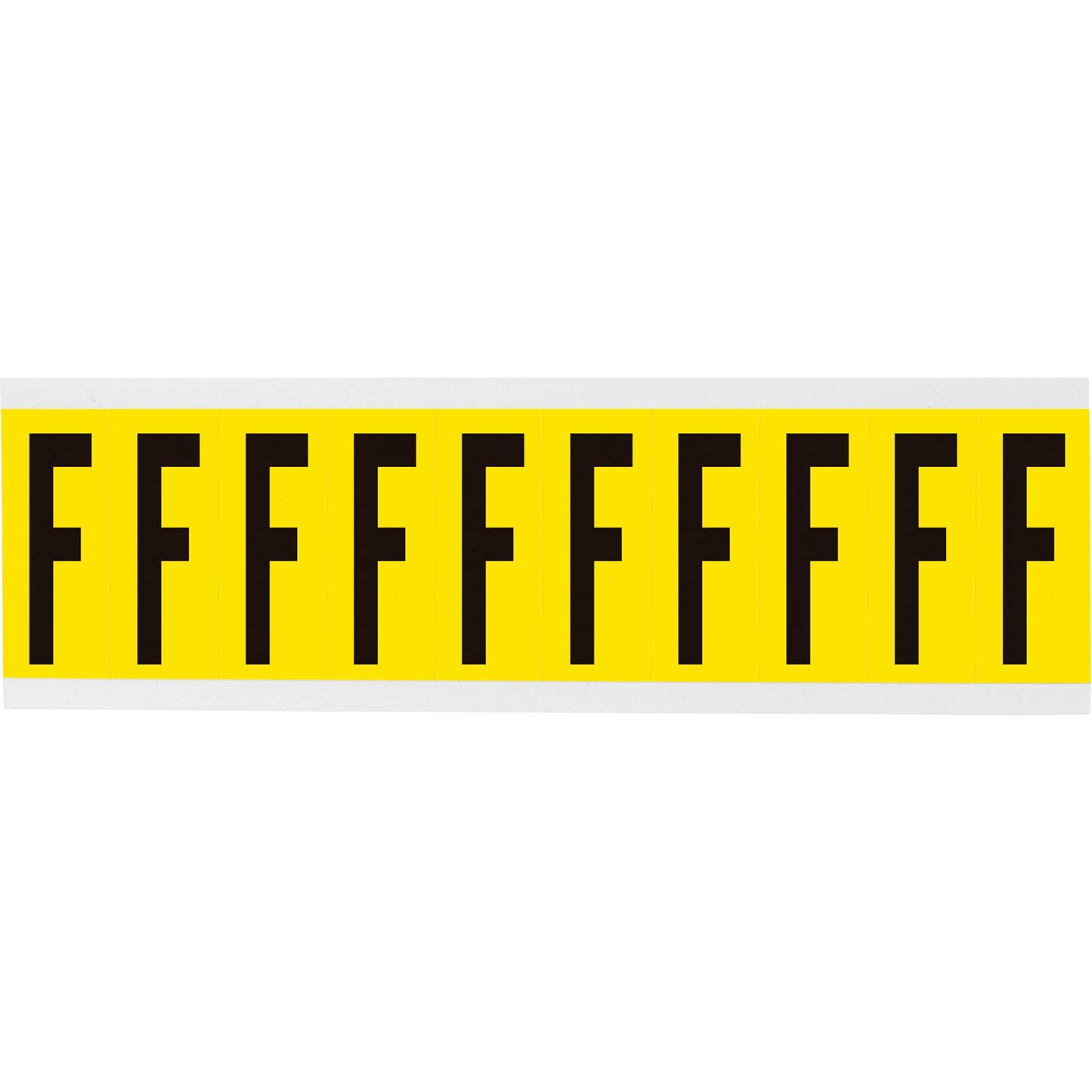 Brady Repositionable Individual Number and Letter Labels, F, 2" H, Black on Yellow