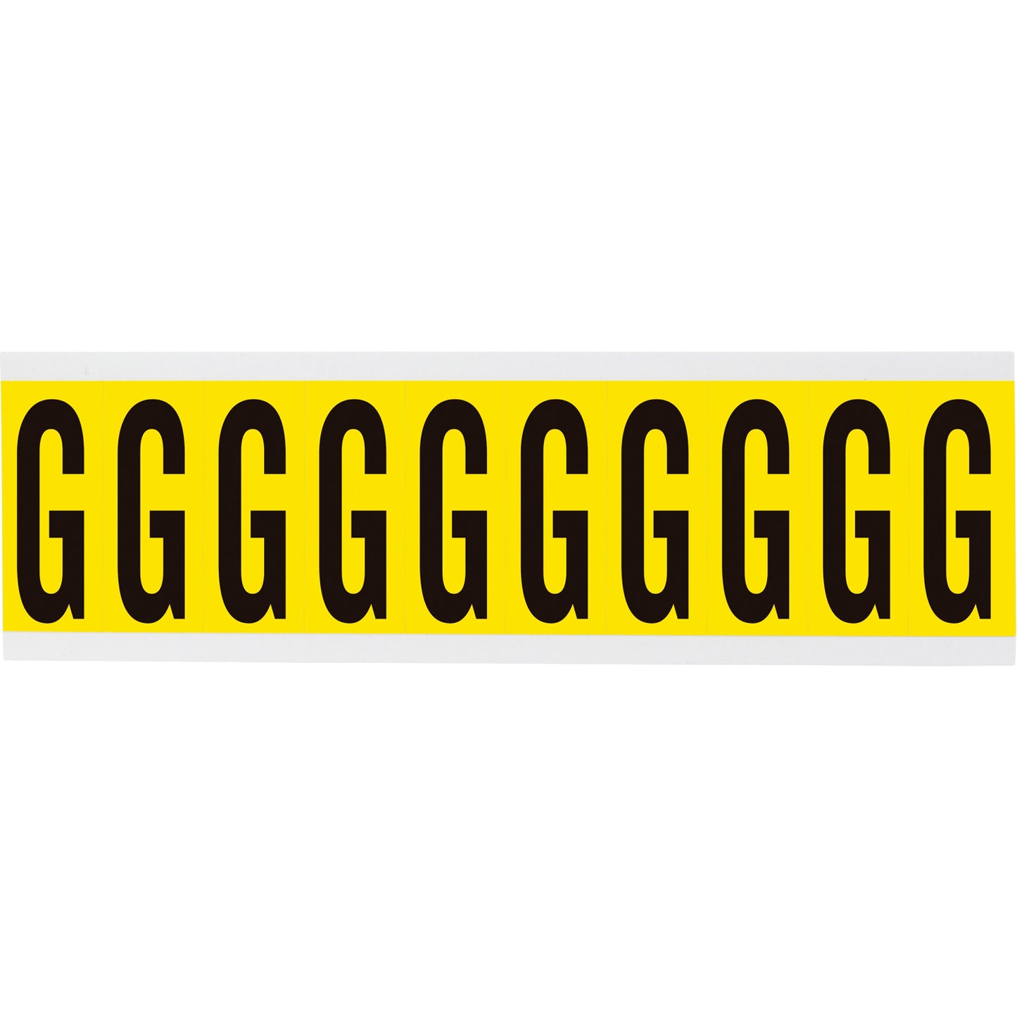 Brady Repositionable Individual Number and Letter Labels, G, 2" H, Black on Yellow