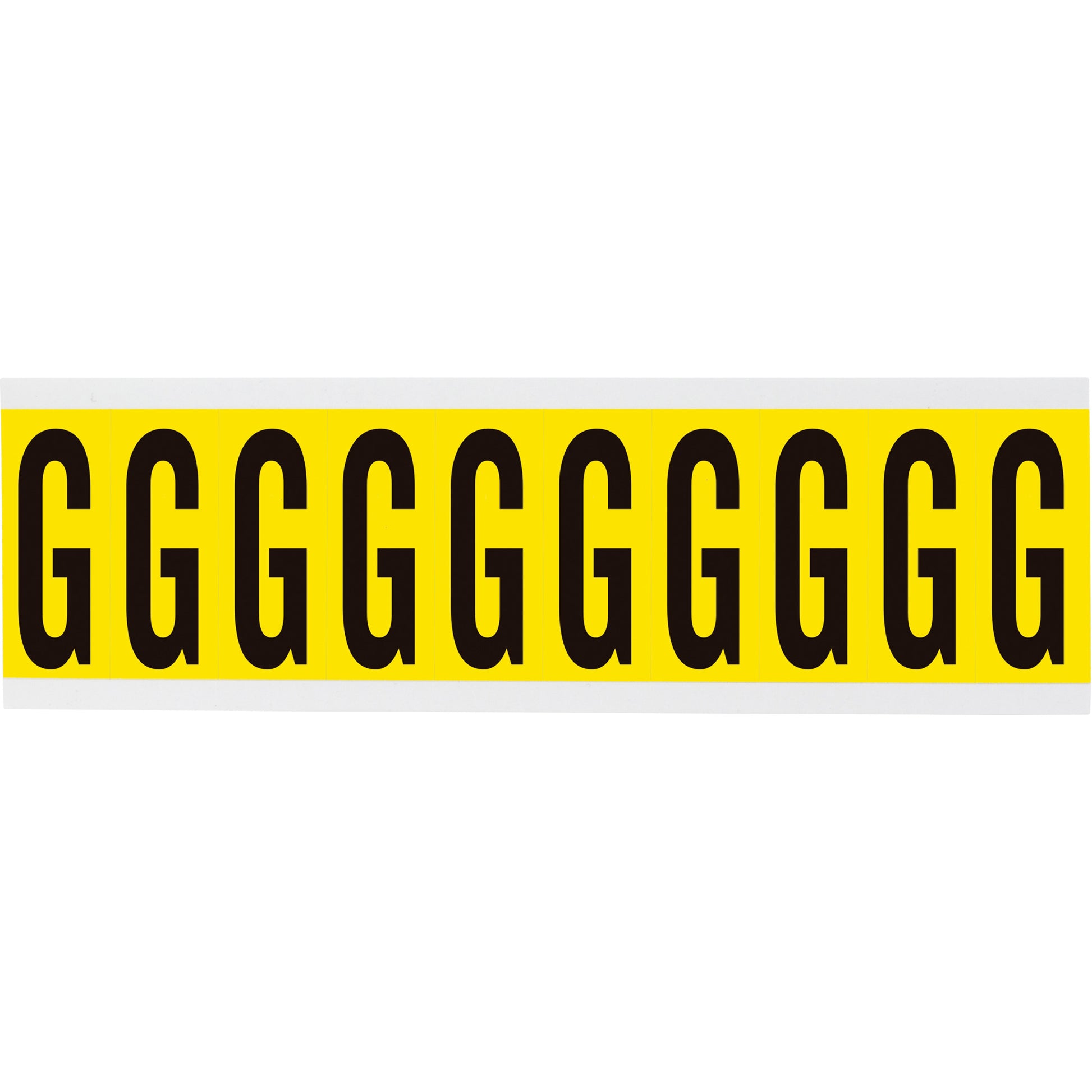 Brady Repositionable Individual Number and Letter Labels, G, 2" H, Black on Yellow
