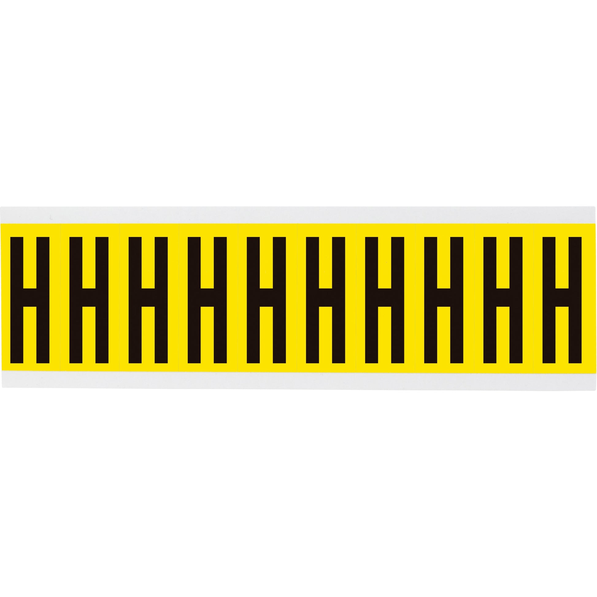 Brady Repositionable Individual Number and Letter Labels, H, 2" H, Black on Yellow