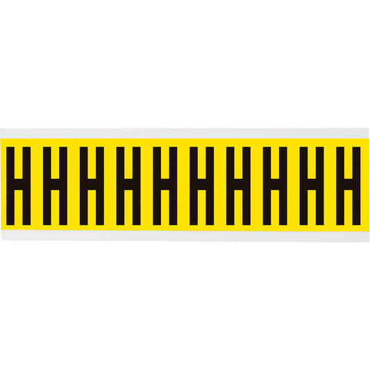 Brady Repositionable Individual Number and Letter Labels, H, 2" H, Black on Yellow