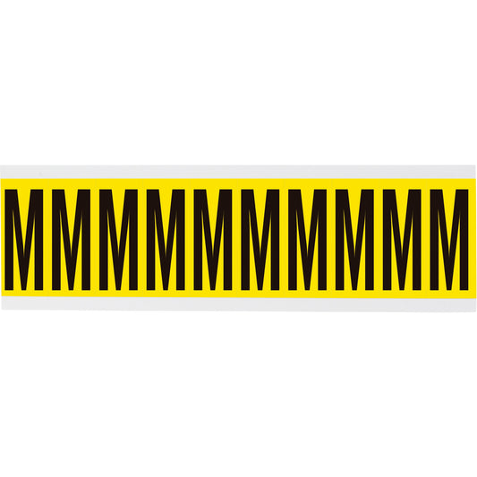 Brady Repositionable Individual Number & Letter Labels, M, 2" H, Black on Yellow