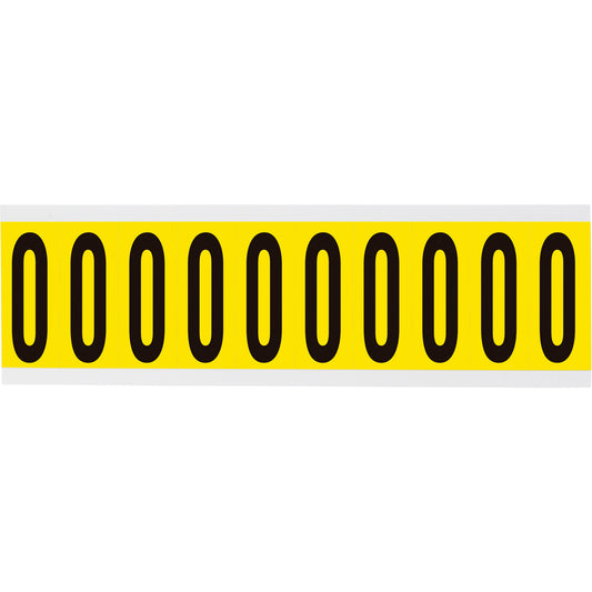 Brady Repositionable Individual Number & Letter Labels, O, 2" H, Black on Yellow