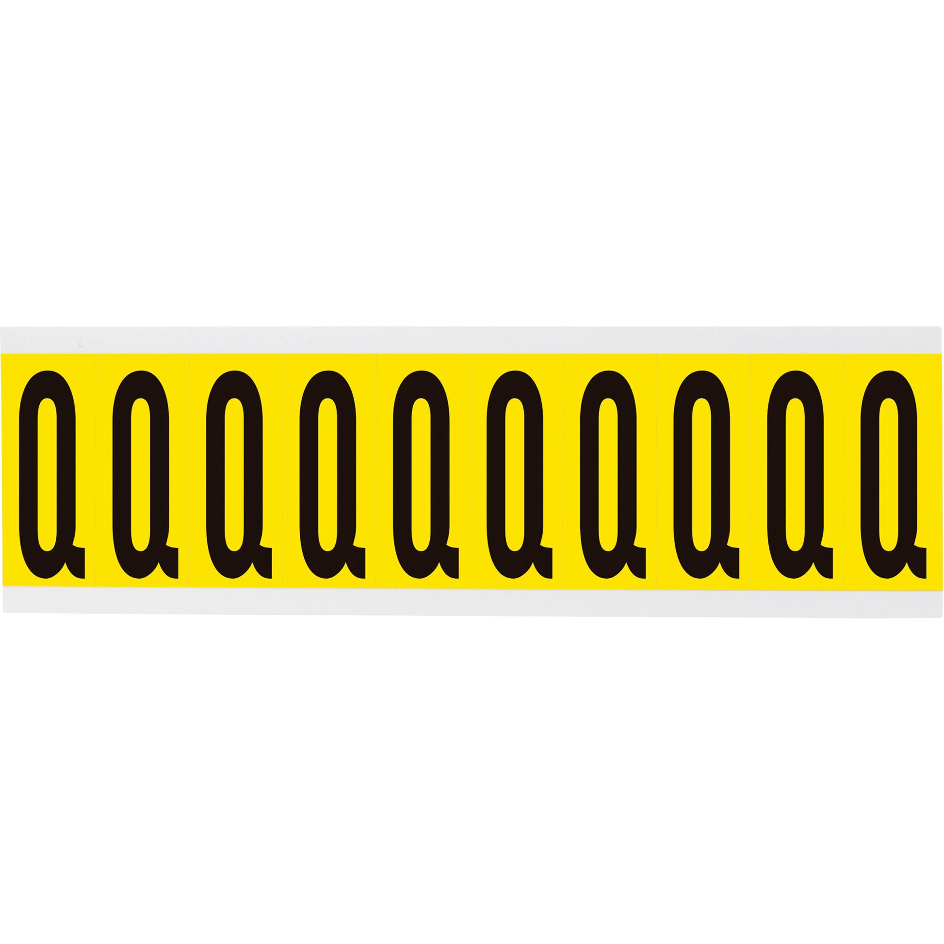 Brady Repositionable Individual Number & Letter Labels, Q, 2" H, Black on Yellow