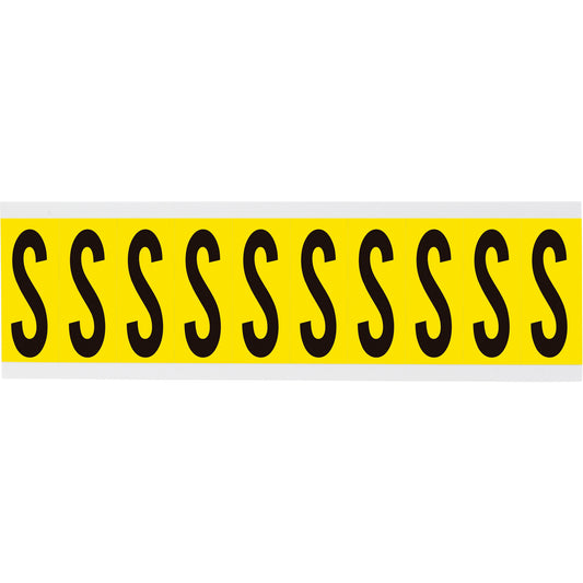 Brady Repositionable Individual Number & Letter Labels, S, 2" H, Black on Yellow