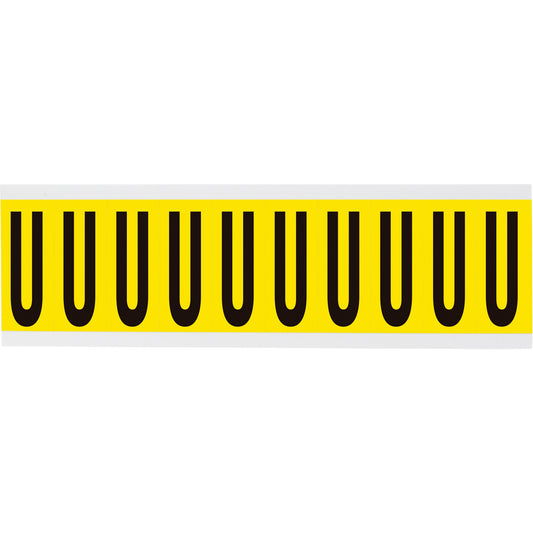Brady Repositionable Individual Number & Letter Labels, U, 2" H, Black on Yellow