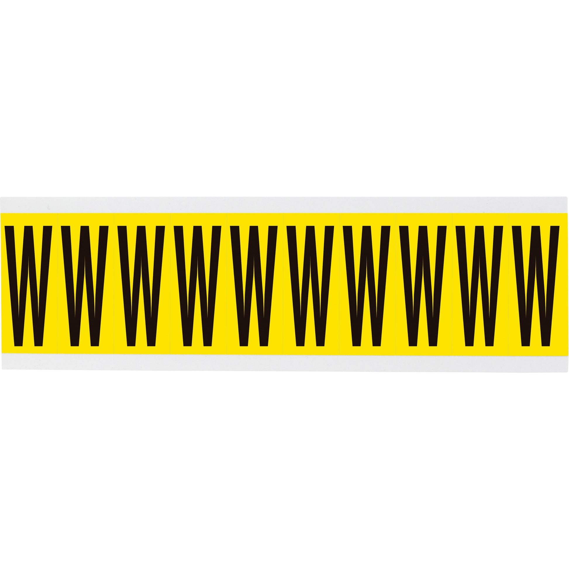 Brady Repositionable Individual Number & Letter Labels, W, 2" H, Black on Yellow