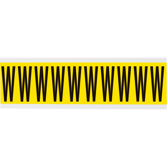 Brady Repositionable Individual Number & Letter Labels, W, 2" H, Black on Yellow