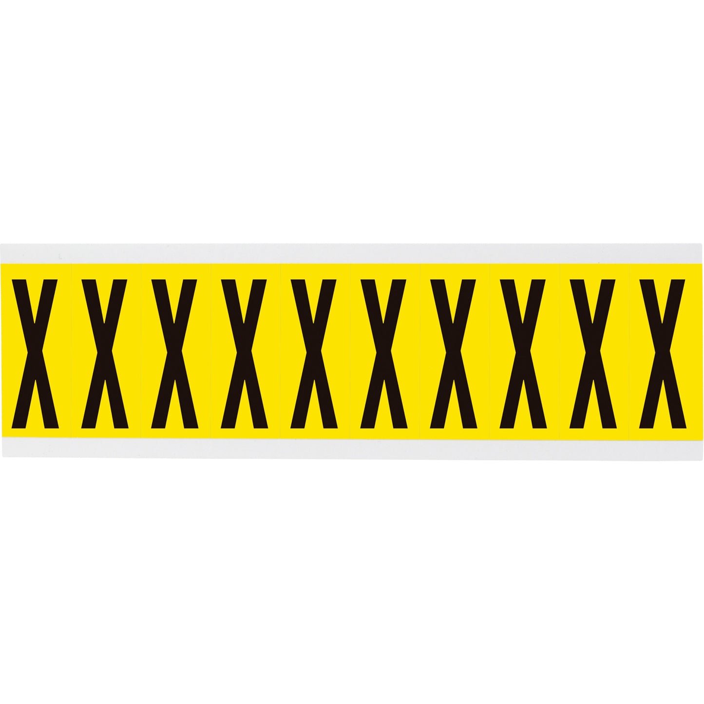Brady Repositionable Individual Number & Letter Labels, X, 2" H, Black on Yellow