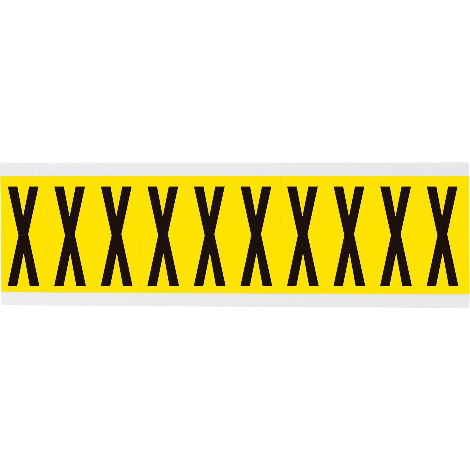 Brady Repositionable Individual Number & Letter Labels, X, 2" H, Black on Yellow