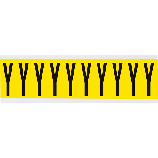 Brady Repositionable Individual Number & Letter Labels, Y, 2" H, Black on Yellow