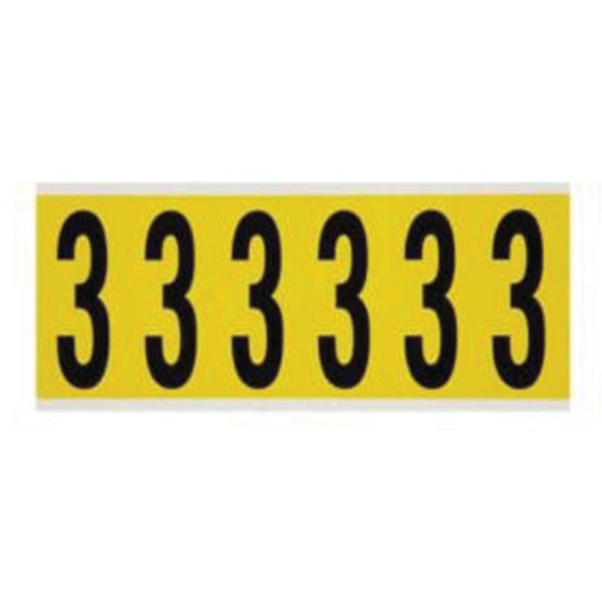 Brady Repositionable Individual Number and Letter Labels, 3, 3" H, Black on Yellow