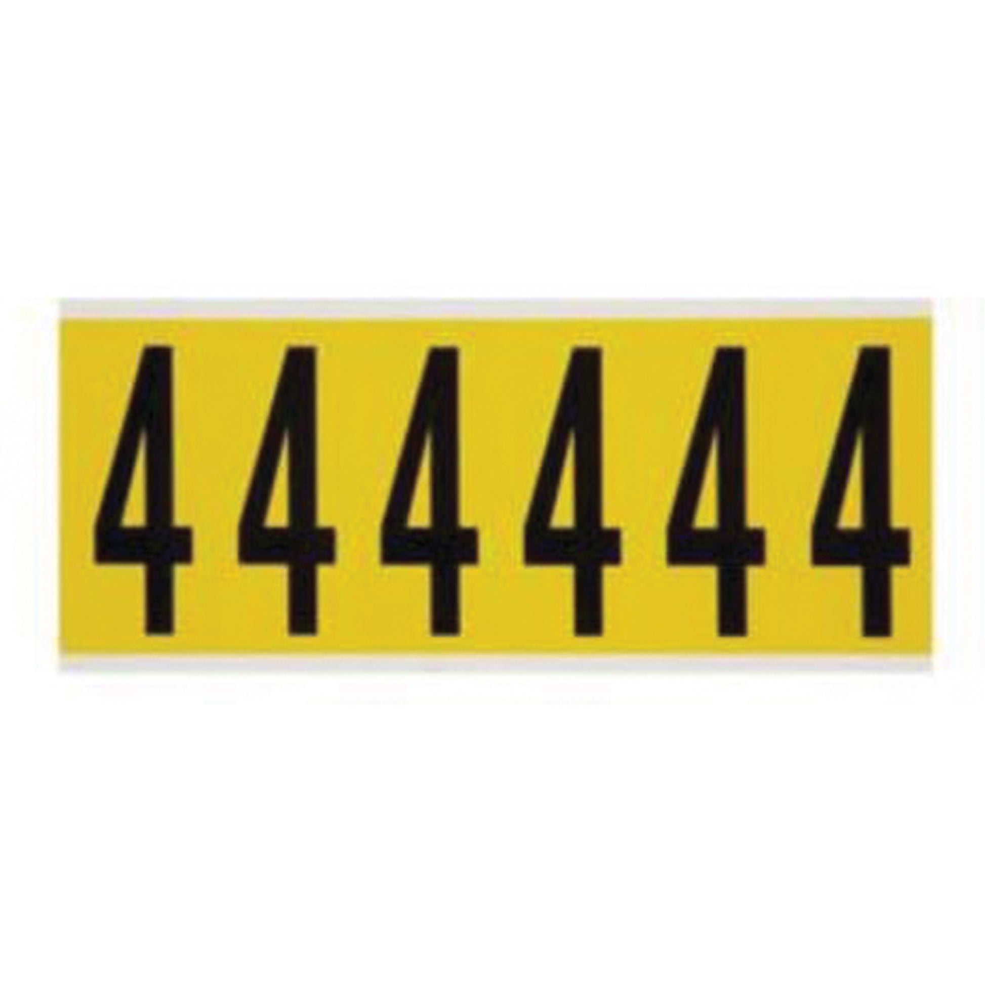 Brady Repositionable Individual Number and Letter Labels, 4, 3" H, Black on Yellow