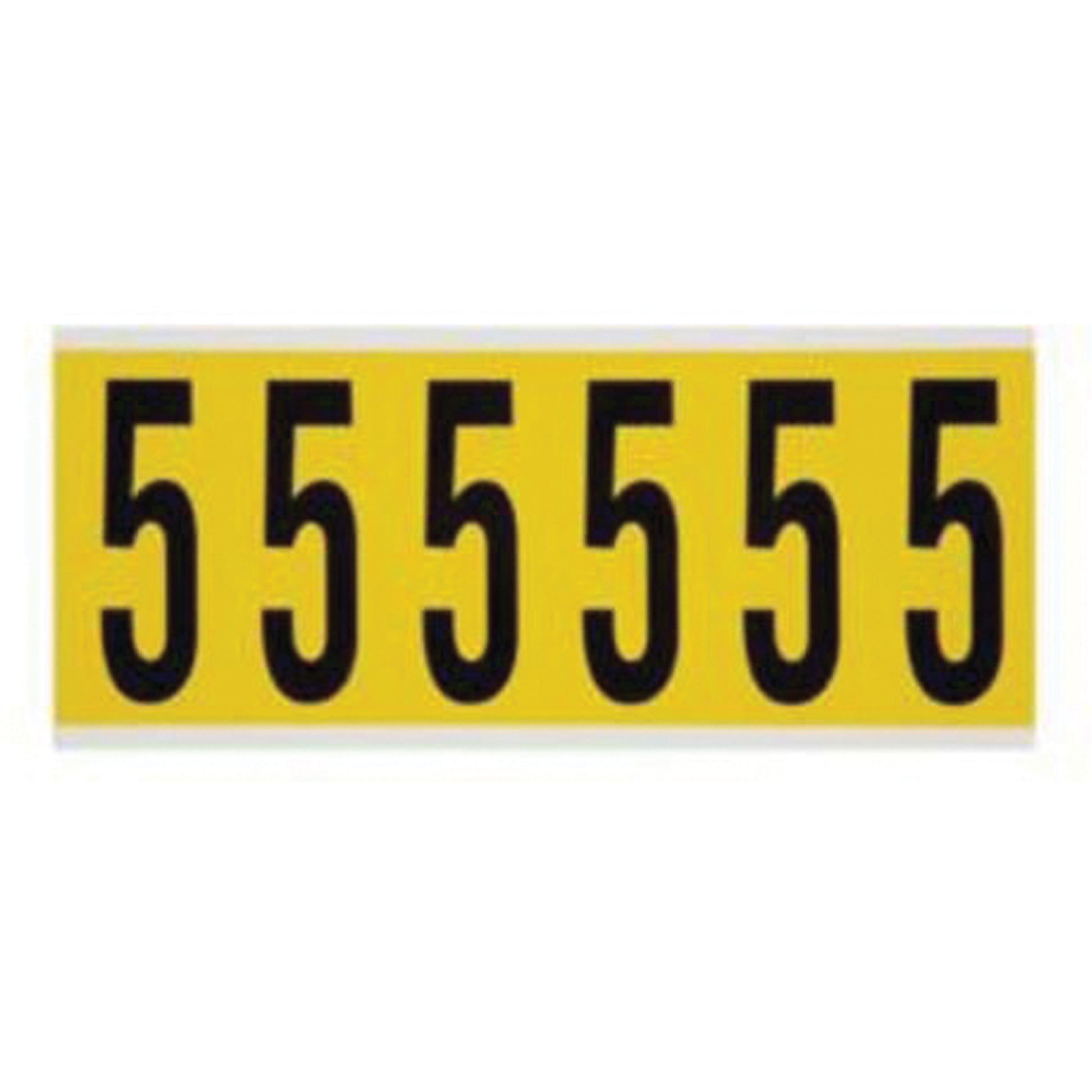 Brady Repositionable Individual Number and Letter Labels, 5, 3" H, Black on Yellow