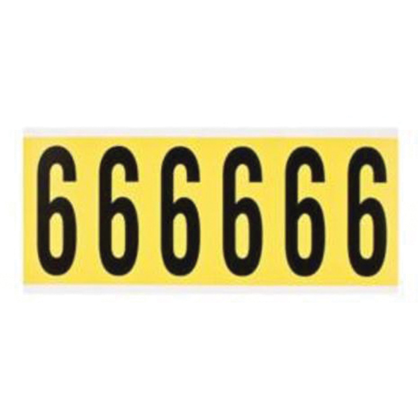 Brady Repositionable Individual Number and Letter Labels, 6, 3" H, Black on Yellow