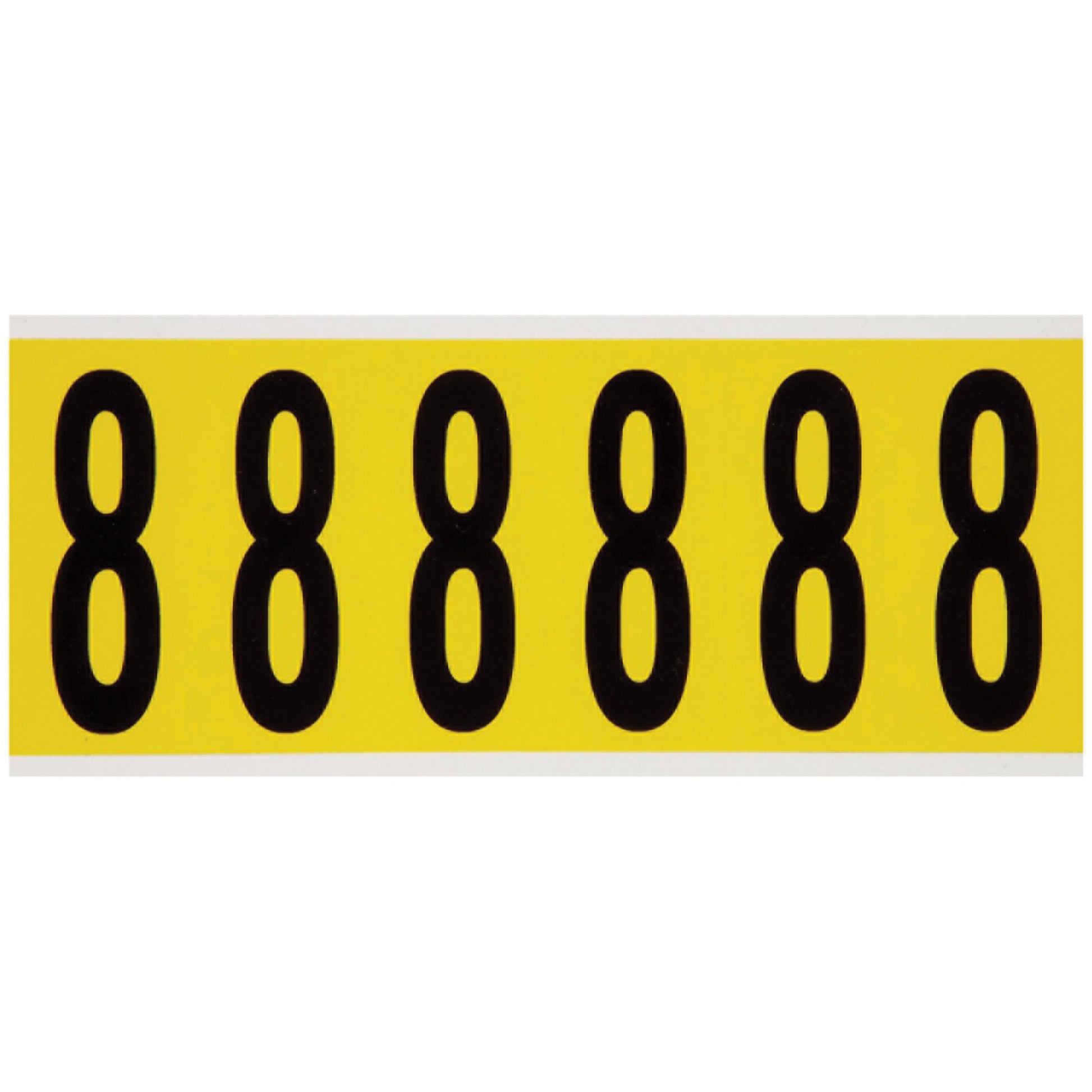 Brady Repositionable Individual Number and Letter Labels, 8, 3" H, Black on Yellow