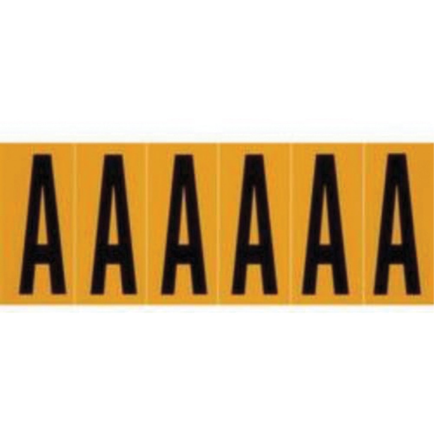 Brady Repositionable Individual Number and Letter Labels, A, 3" H, Black on Yellow