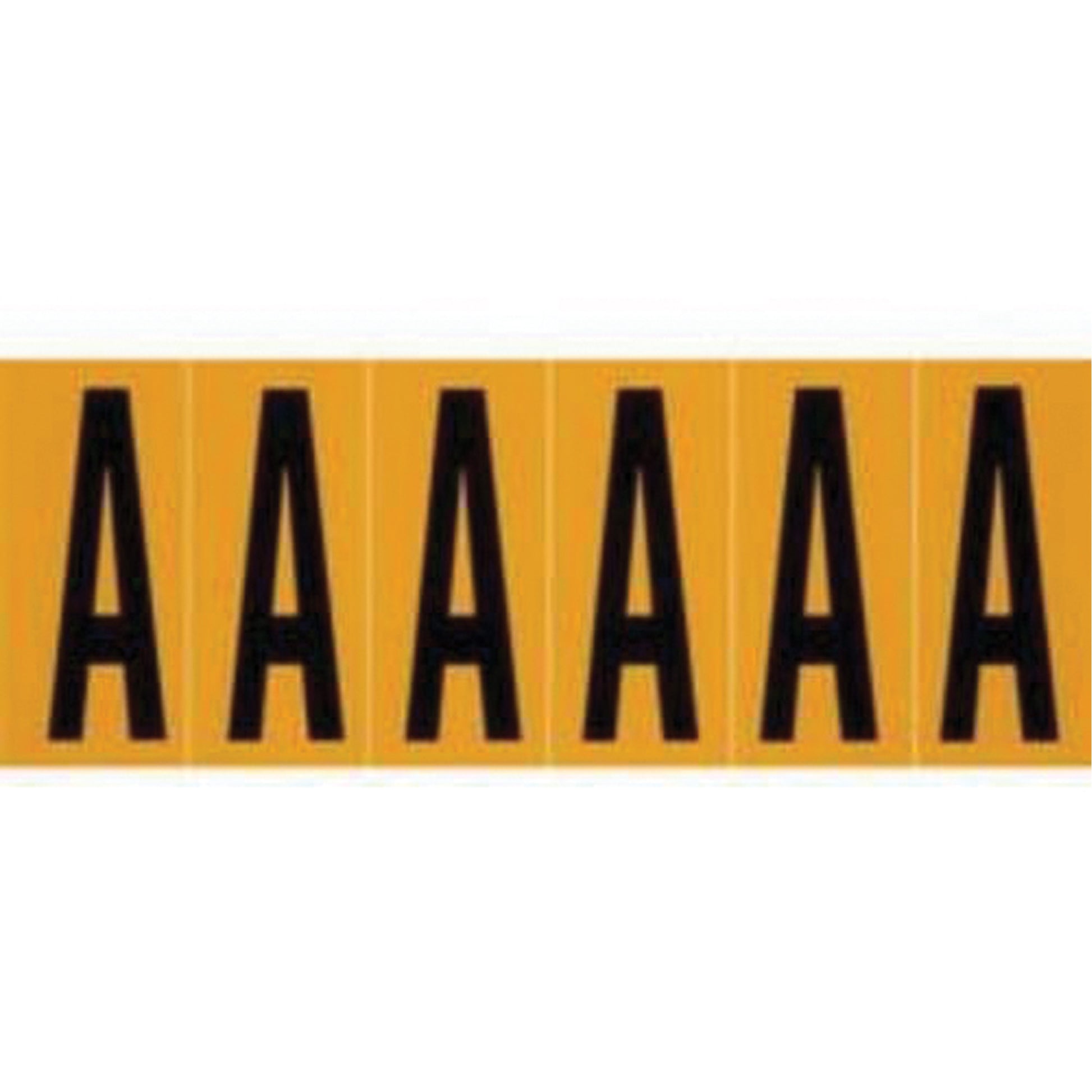 Brady Repositionable Individual Number and Letter Labels, A, 3" H, Black on Yellow