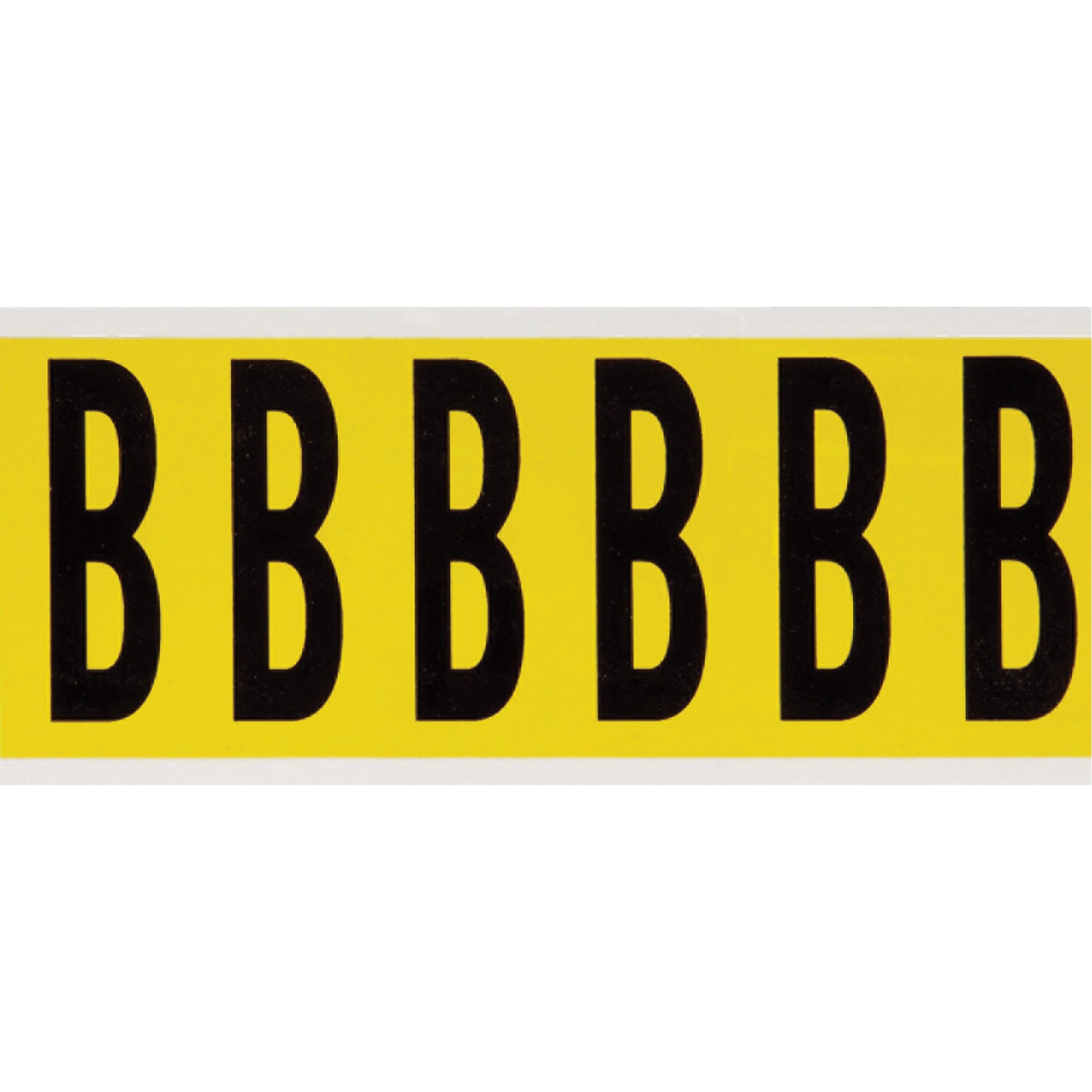 Brady Repositionable Individual Number and Letter Labels, B, 3" H, Black on Yellow
