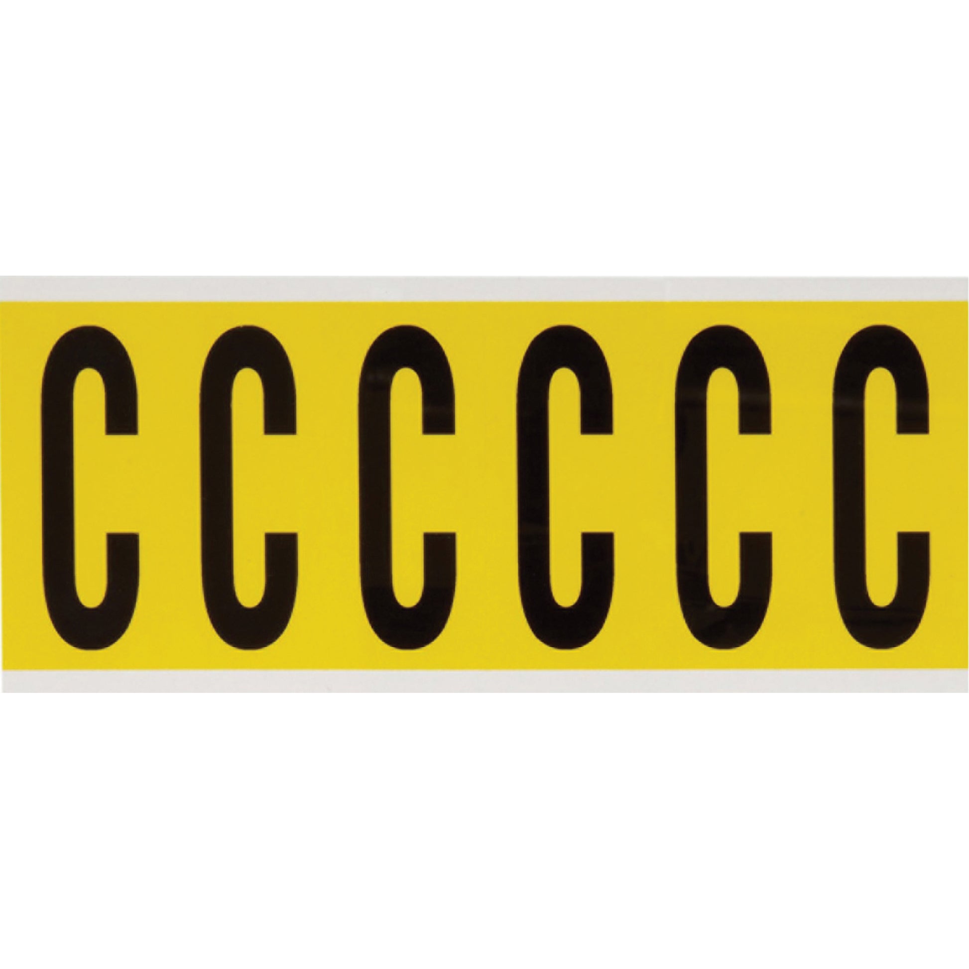Brady Repositionable Individual Number and Letter Labels, C, 3" H, Black on Yellow
