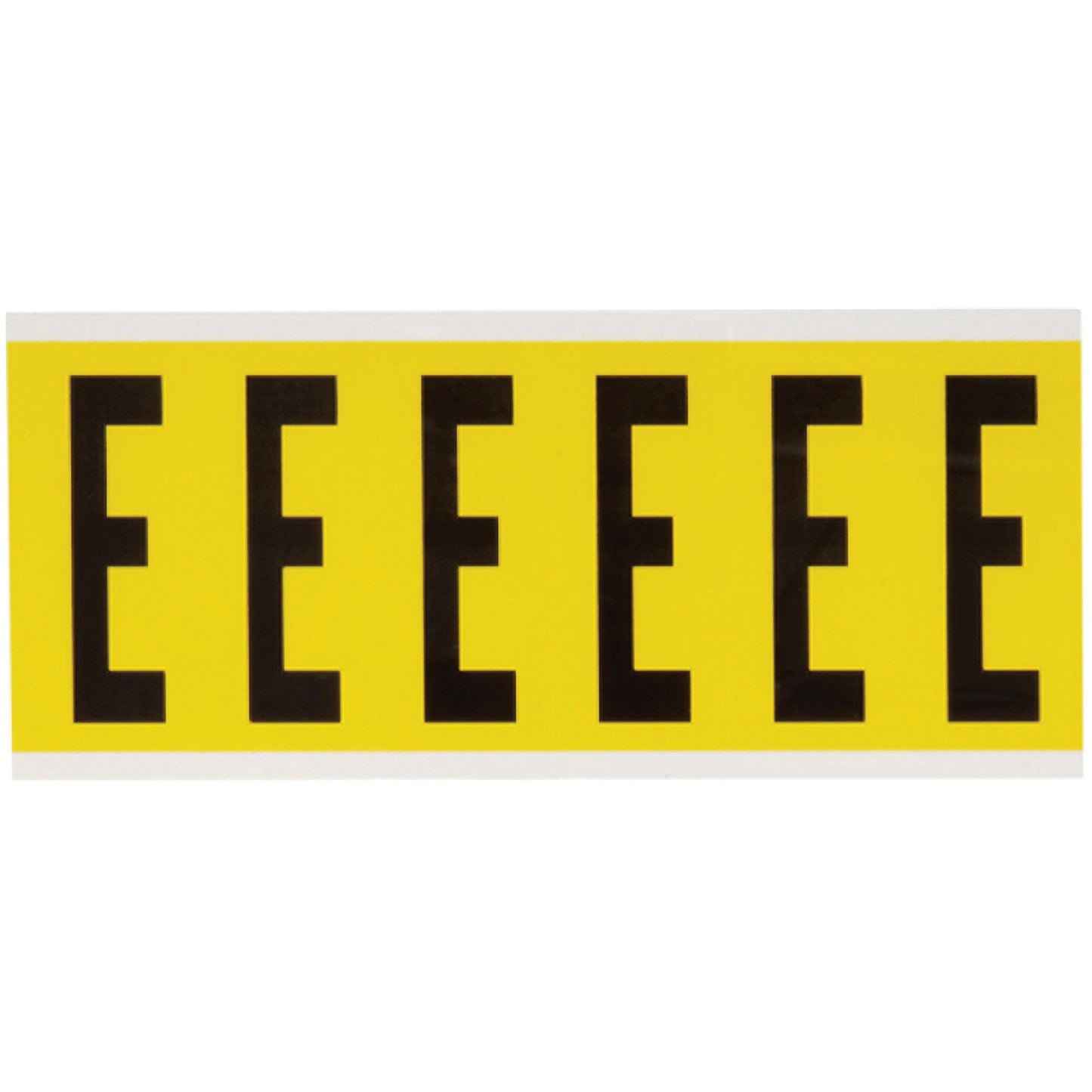 Brady Repositionable Individual Number and Letter Labels, E, 3" H, Black on Yellow