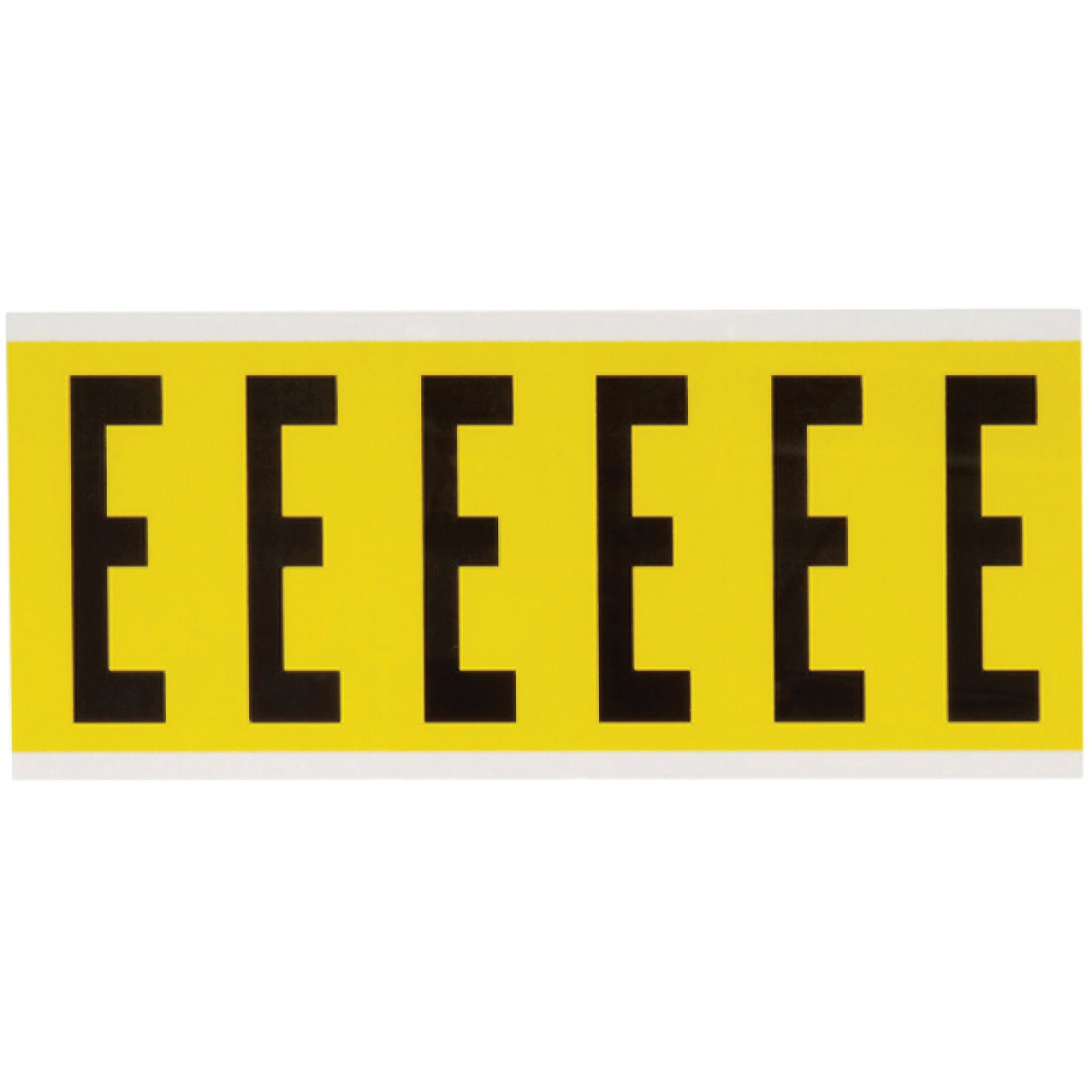 Brady Repositionable Individual Number and Letter Labels, E, 3" H, Black on Yellow