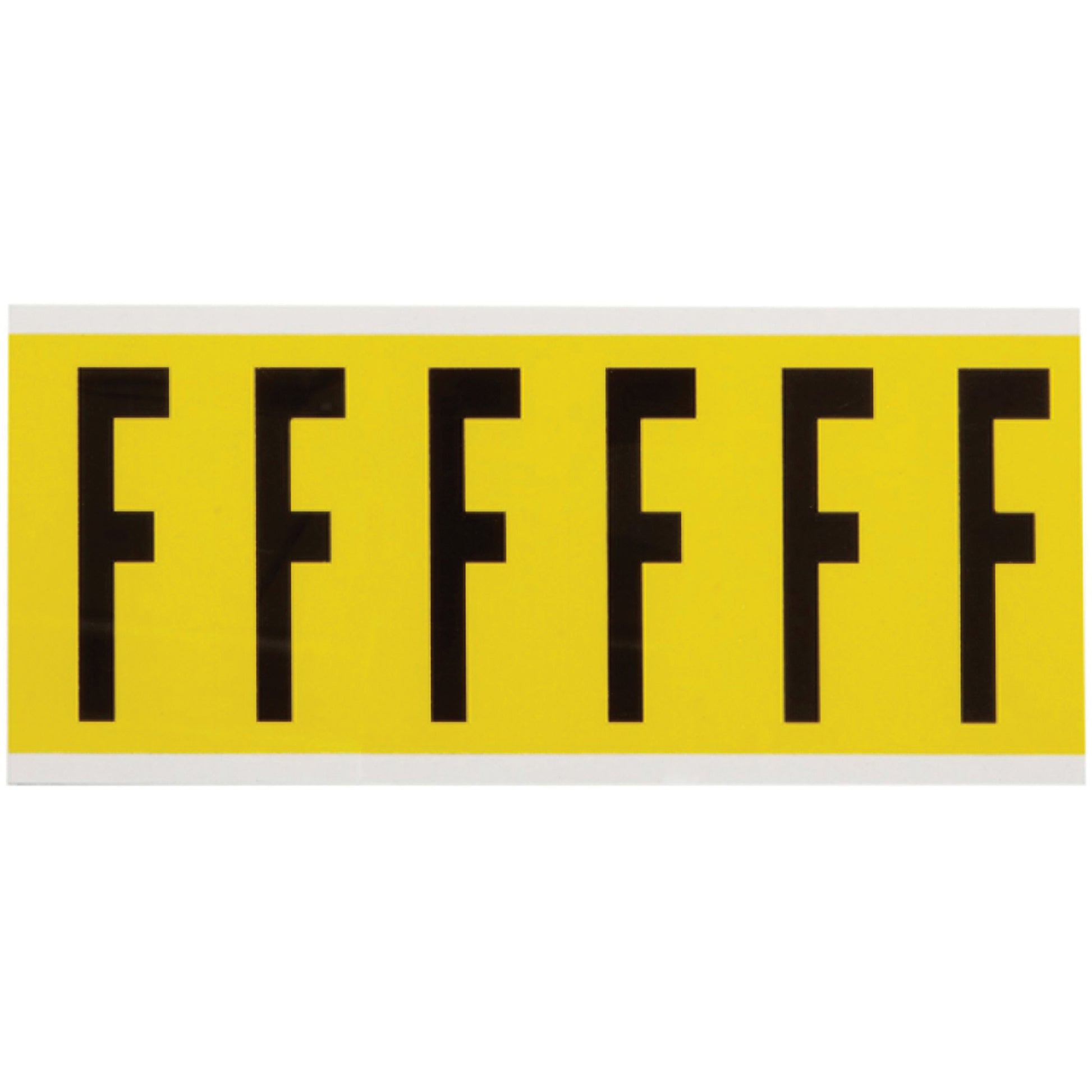 Brady Repositionable Individual Number and Letter Labels, F, 3" H, Black on Yellow