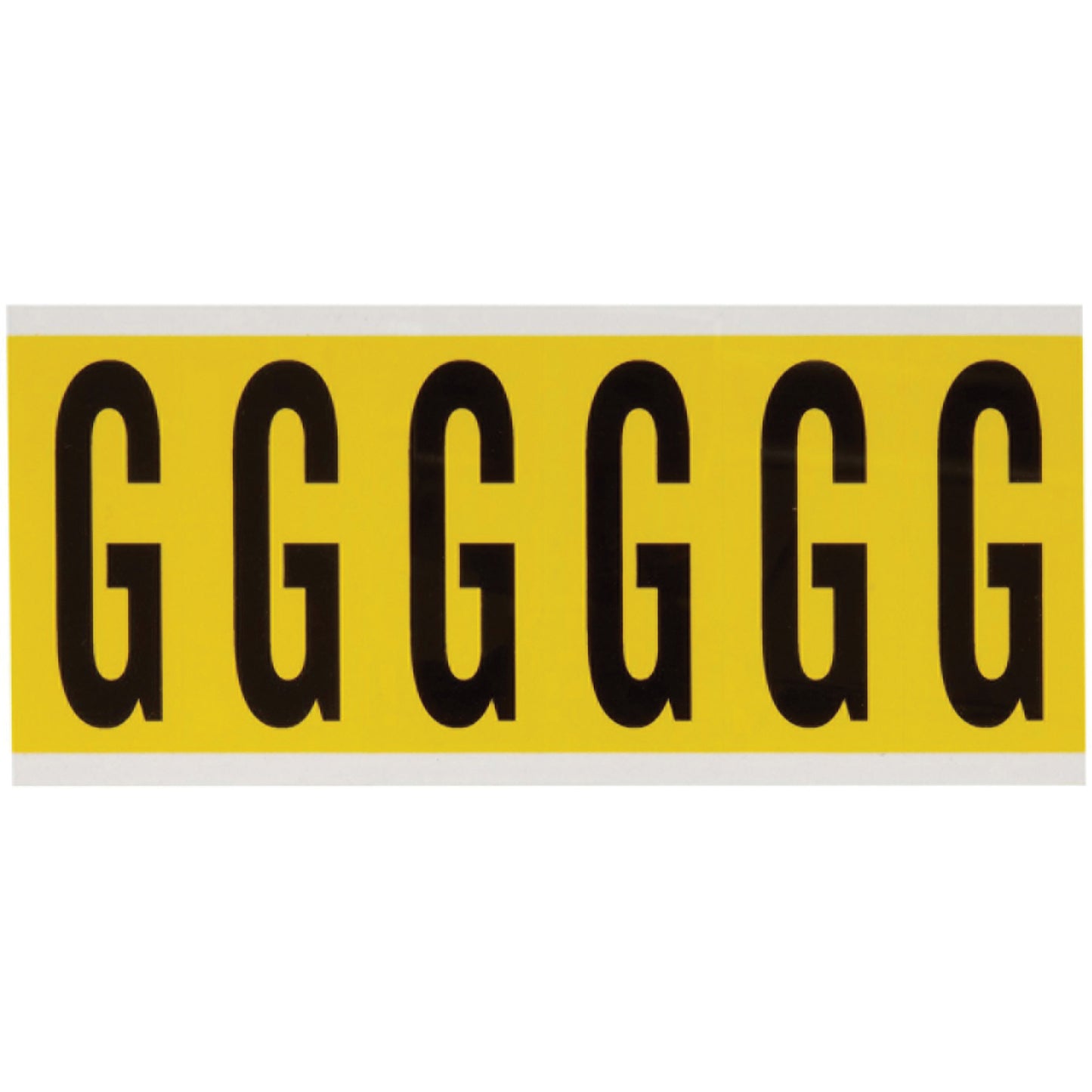 Brady Repositionable Individual Number and Letter Labels, G, 3" H, Black on Yellow
