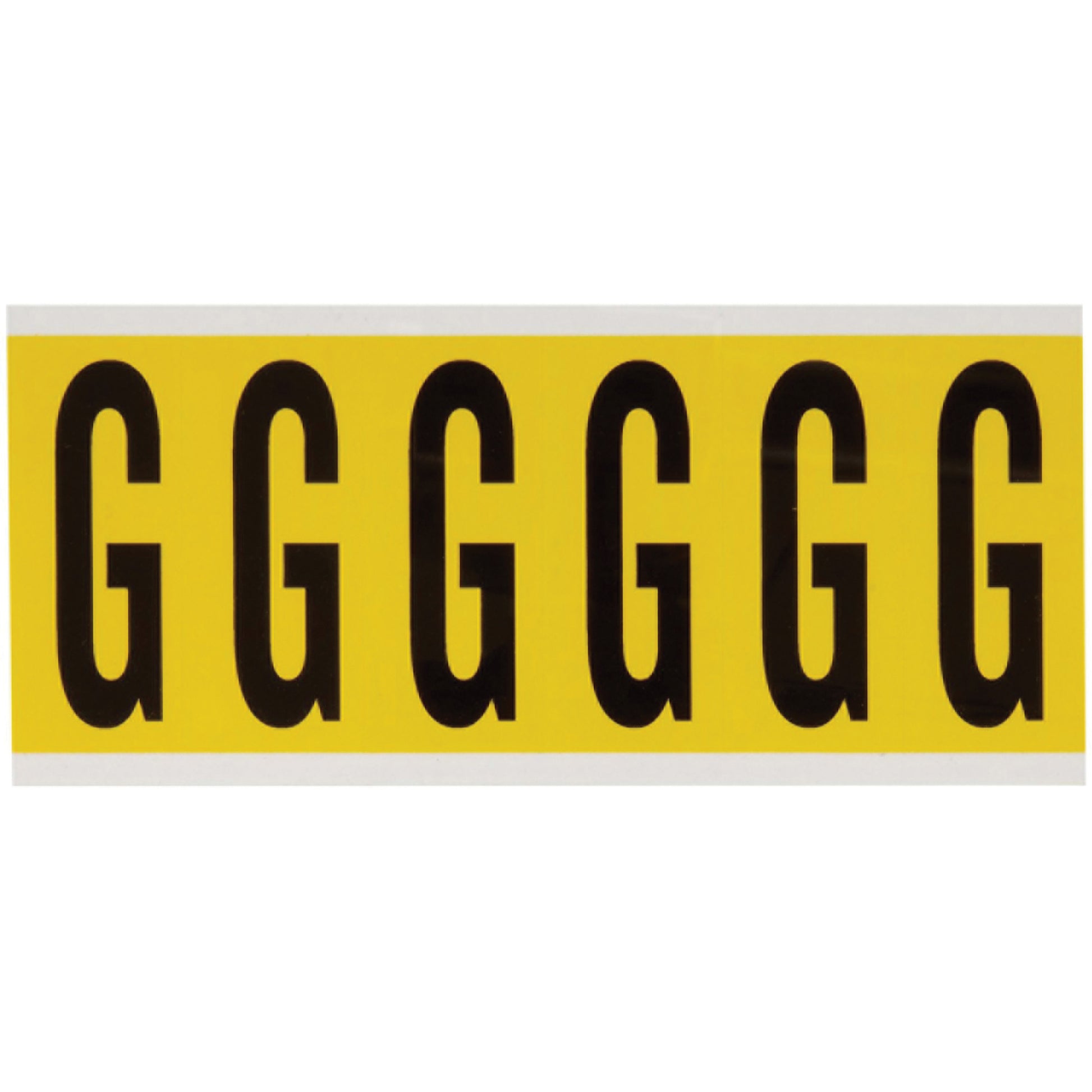 Brady Repositionable Individual Number and Letter Labels, G, 3" H, Black on Yellow