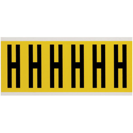 Brady Repositionable Individual Number and Letter Labels, H, 3" H, Black on Yellow
