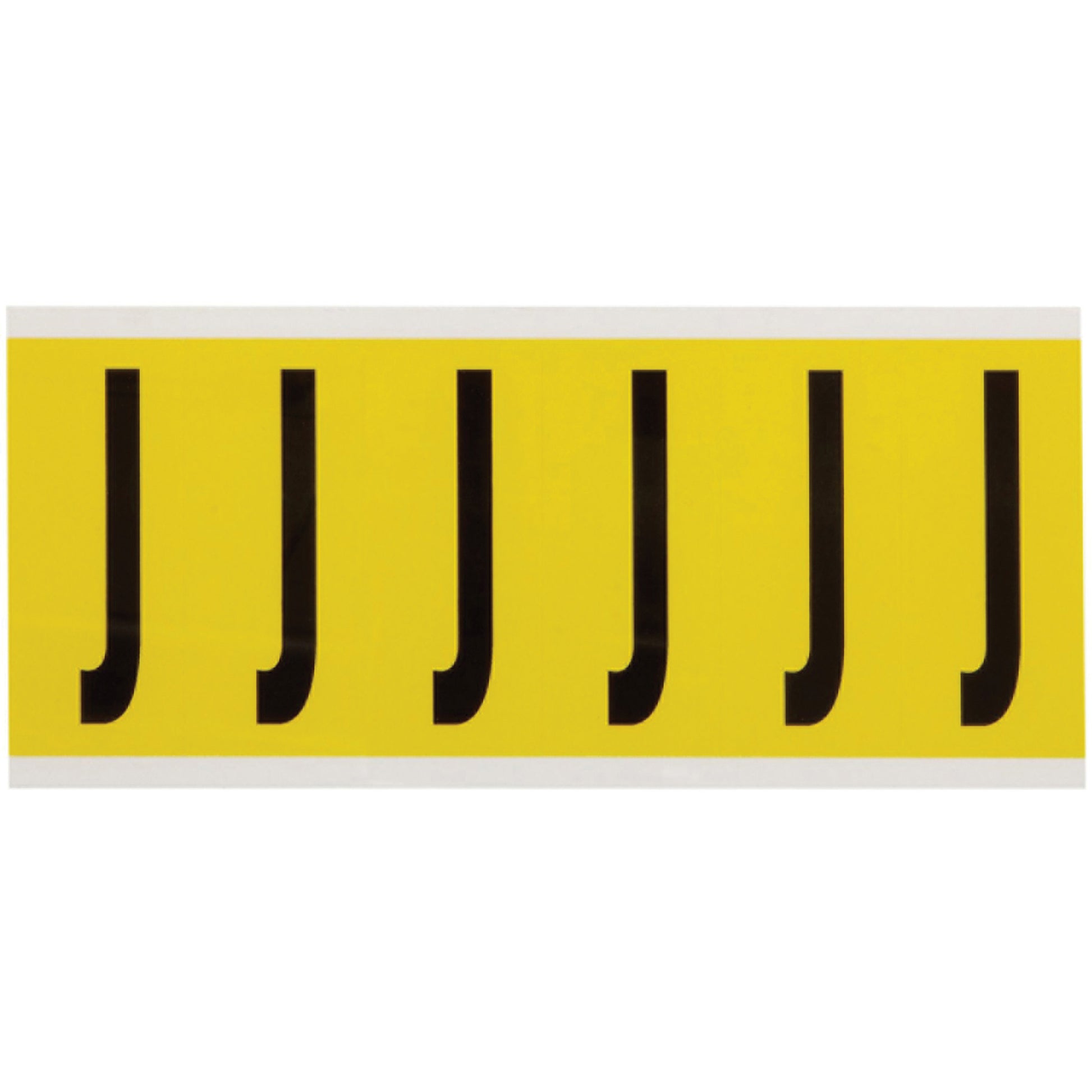 Brady Repositionable Individual Number and Letter Labels, J, 3" H, Black on Yellow