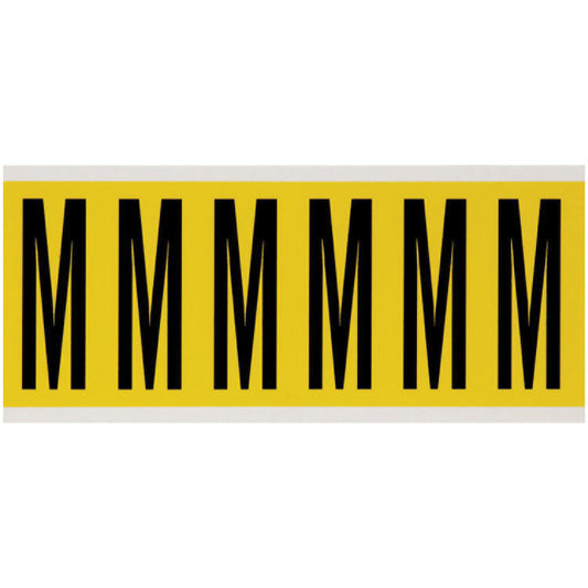 Brady Repositionable Individual Number & Letter Labels, M, 3" H, Black on Yellow