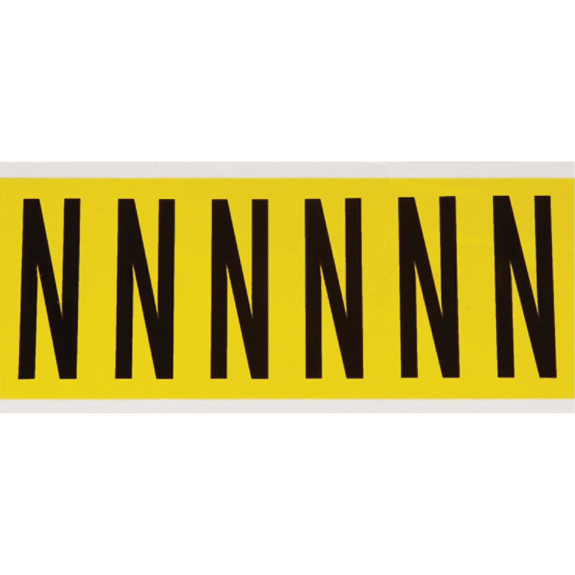 Brady Repositionable Individual Number & Letter Labels, N, 3" H, Black on Yellow