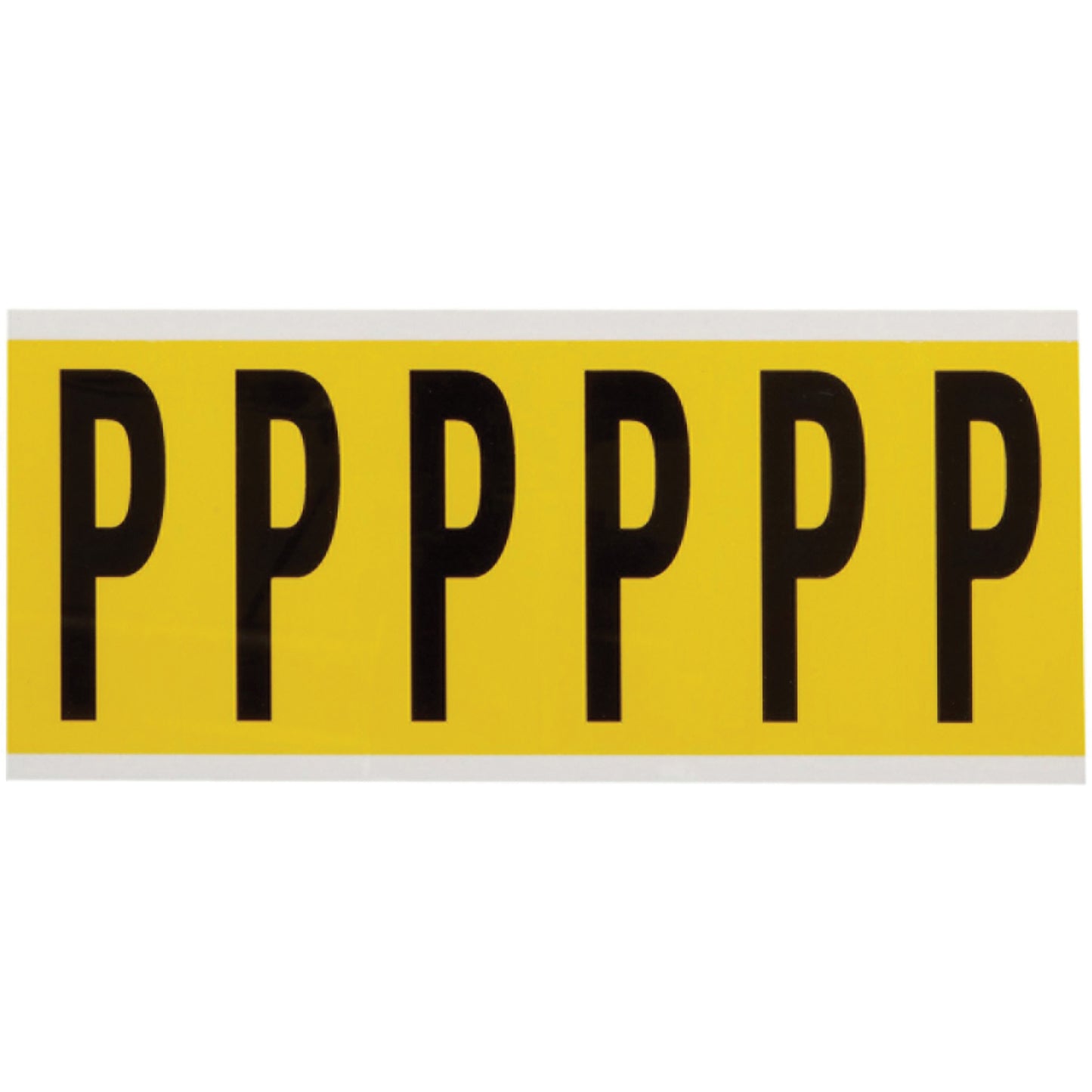 Brady Repositionable Individual Number & Letter Labels, P, 3" H, Black on Yellow