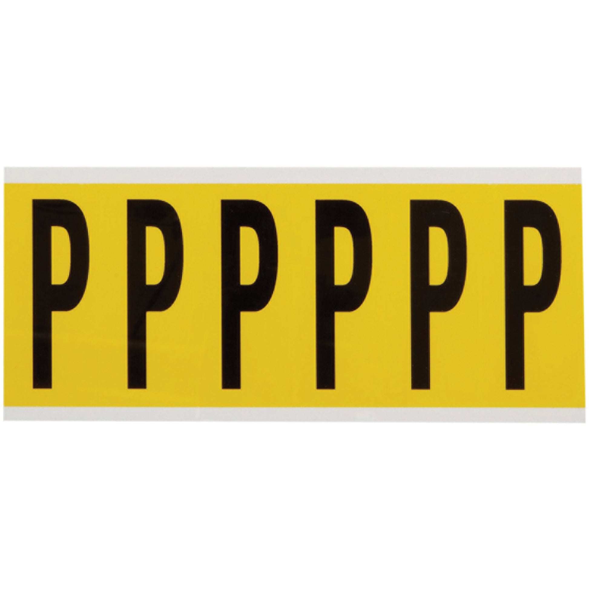 Brady Repositionable Individual Number & Letter Labels, P, 3" H, Black on Yellow