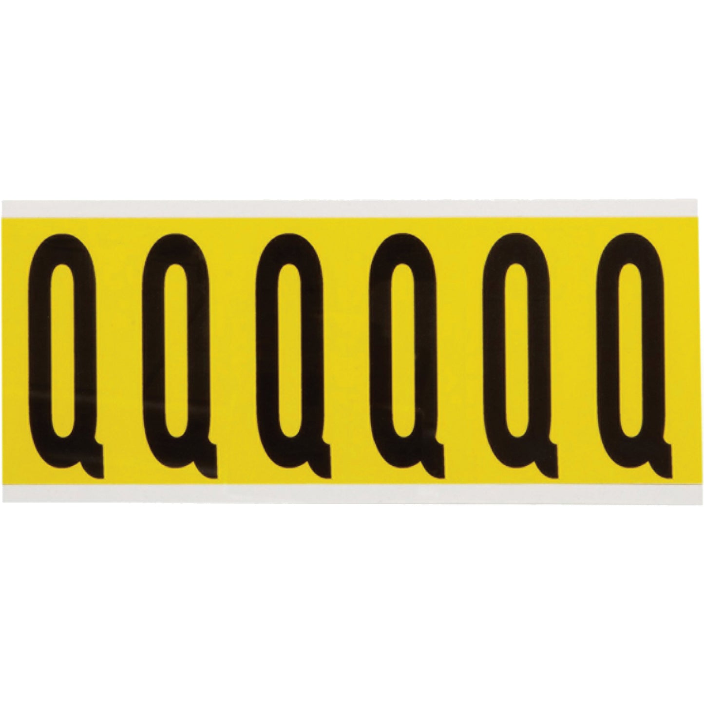 Brady Repositionable Individual Number & Letter Labels, Q, 3" H, Black on Yellow