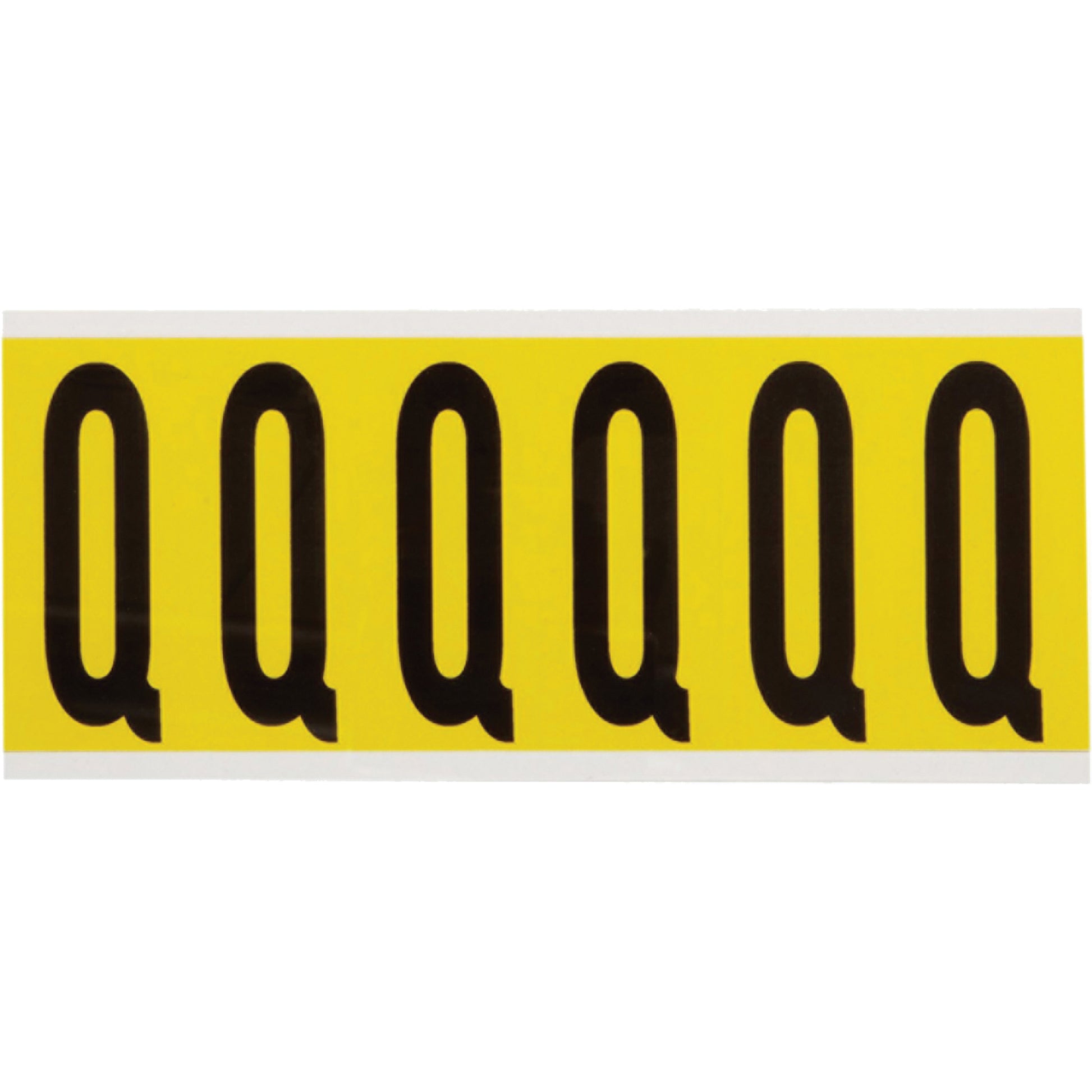 Brady Repositionable Individual Number & Letter Labels, Q, 3" H, Black on Yellow
