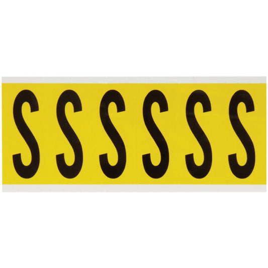 Brady Repositionable Individual Number & Letter Labels, S, 3" H, Black on Yellow