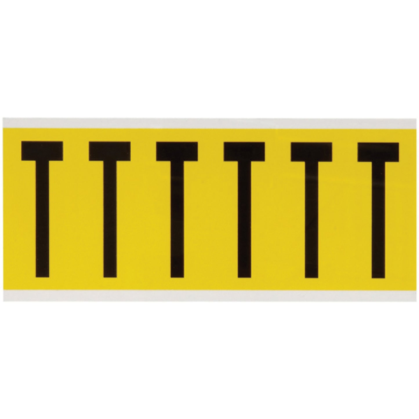 Brady Repositionable Individual Number & Letter Labels, T, 3" H, Black on Yellow