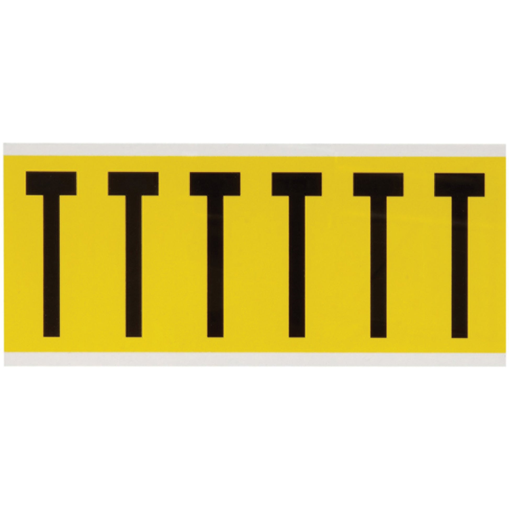 Brady Repositionable Individual Number & Letter Labels, T, 3" H, Black on Yellow