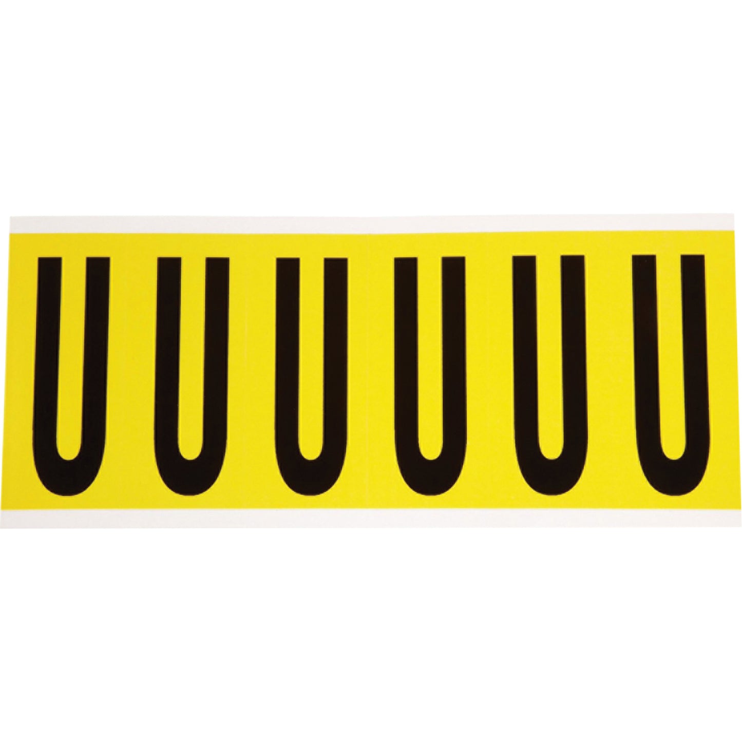 Brady Repositionable Individual Number & Letter Labels, U, 3" H, Black on Yellow