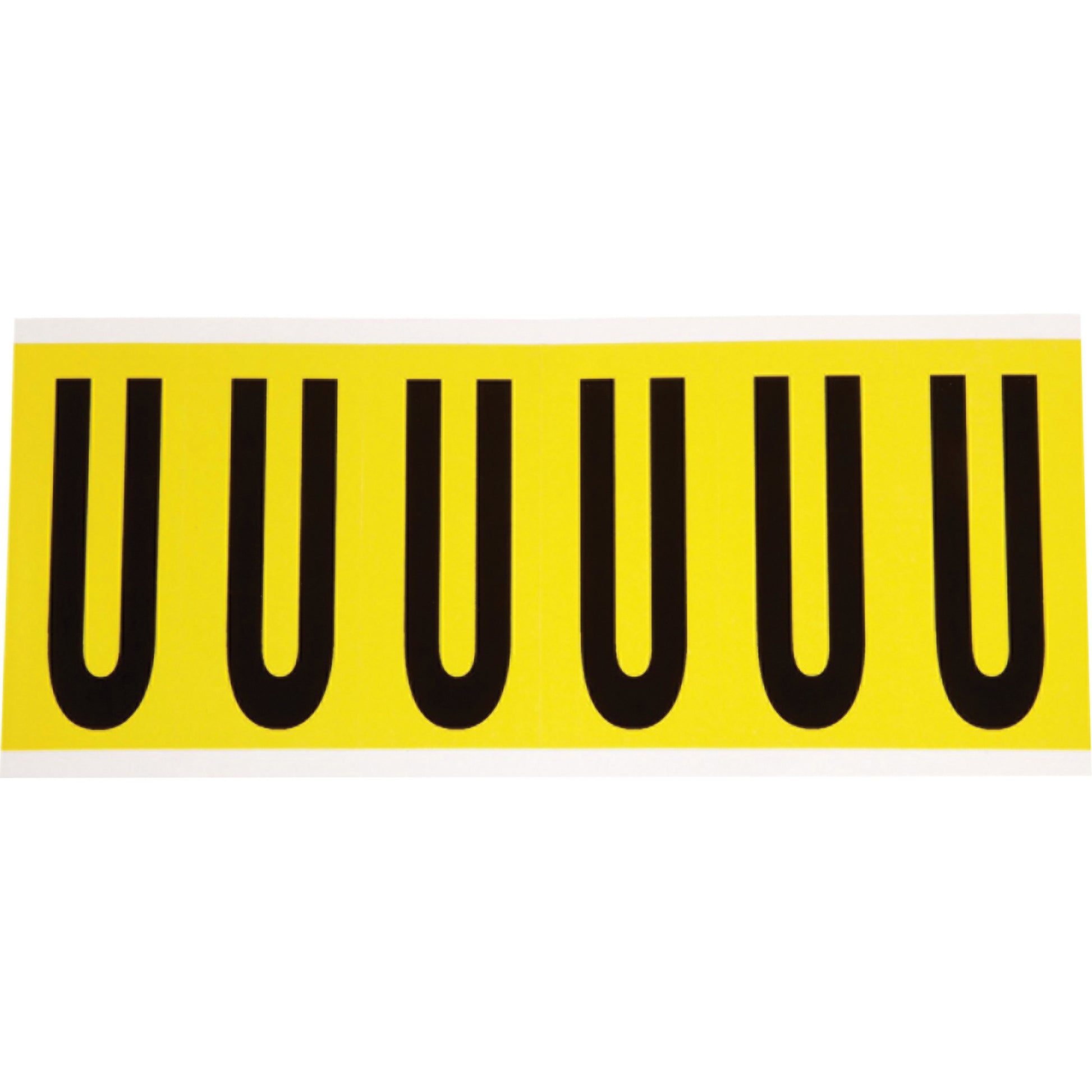 Brady Repositionable Individual Number & Letter Labels, U, 3" H, Black on Yellow