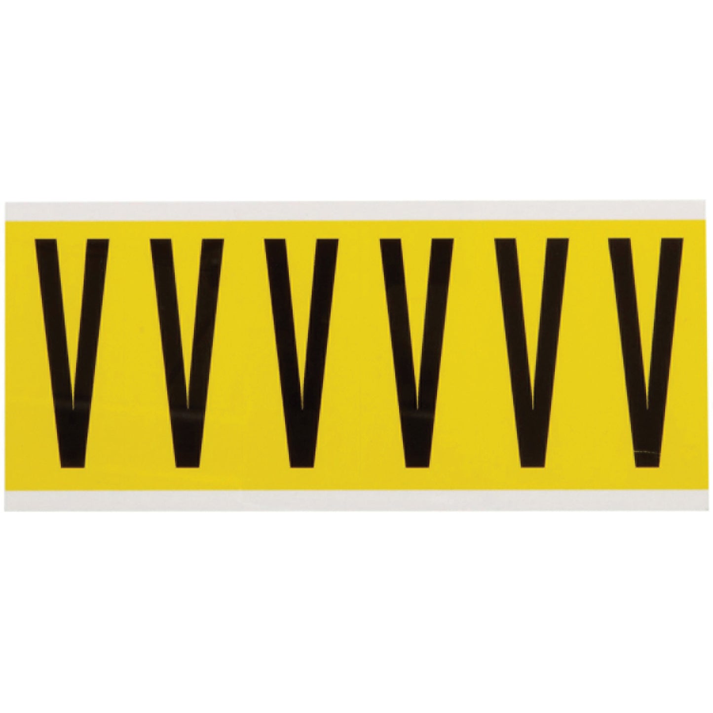 Brady Repositionable Individual Number & Letter Labels, V, 3" H, Black on Yellow
