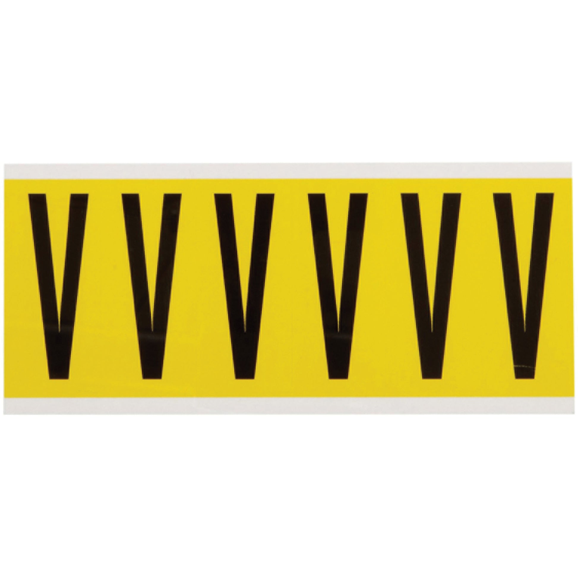 Brady Repositionable Individual Number & Letter Labels, V, 3" H, Black on Yellow