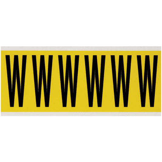 Brady Repositionable Individual Number & Letter Labels, W, 3" H, Black on Yellow
