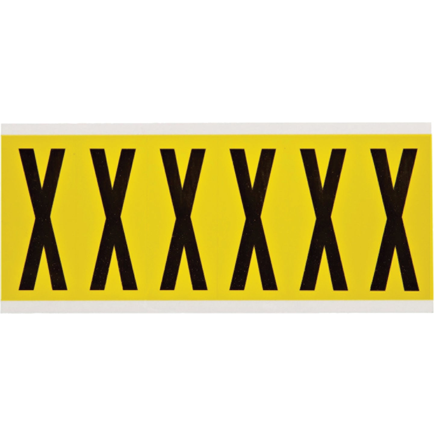 Brady Repositionable Individual Number & Letter Labels, X, 3" H, Black on Yellow