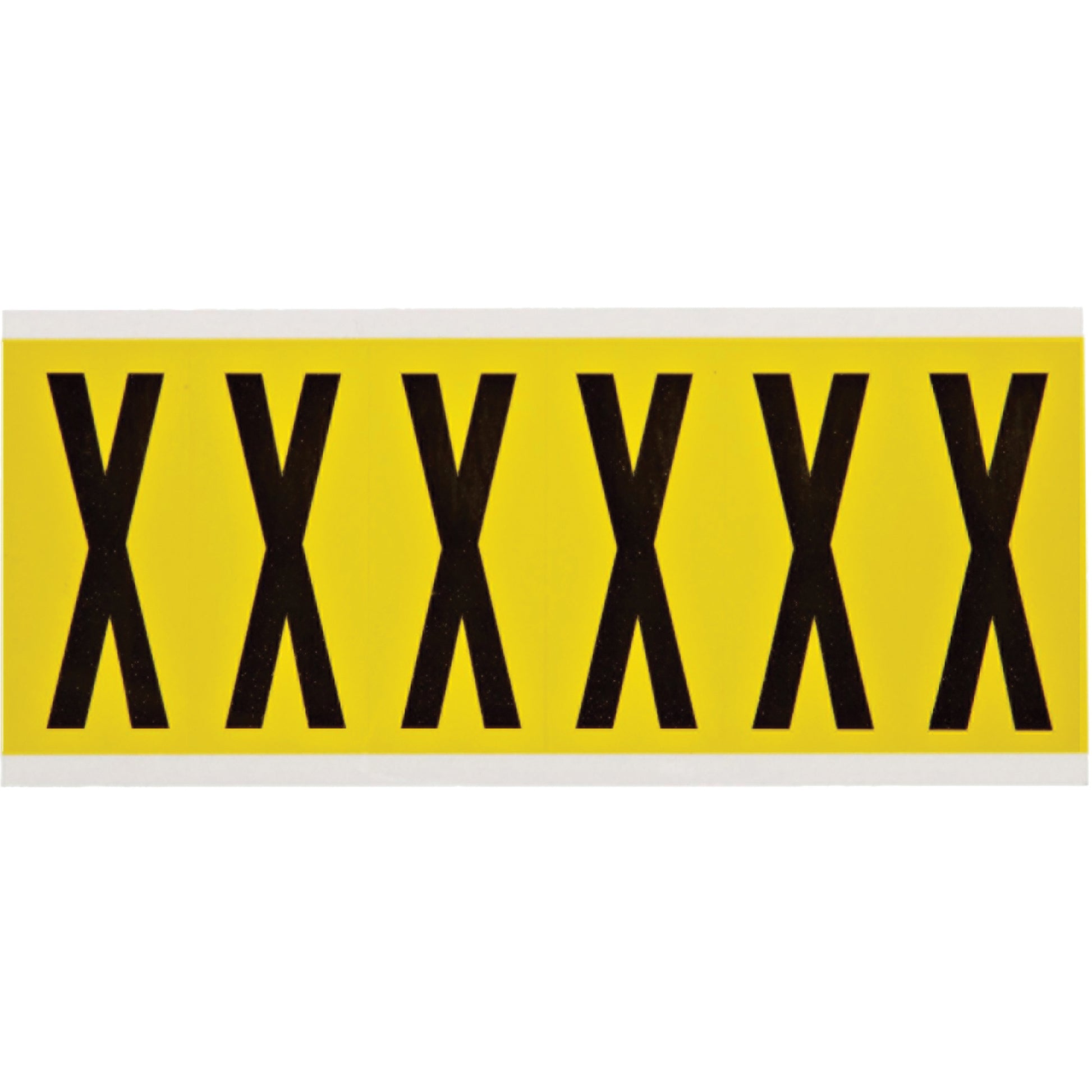 Brady Repositionable Individual Number & Letter Labels, X, 3" H, Black on Yellow