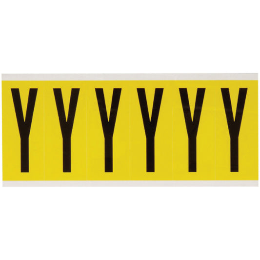 Brady Repositionable Individual Number & Letter Labels, Y, 3" H, Black on Yellow