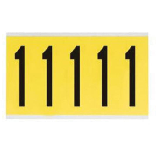 Brady Repositionable Individual Number and Letter Labels, 1, 4" H, Black on Yellow